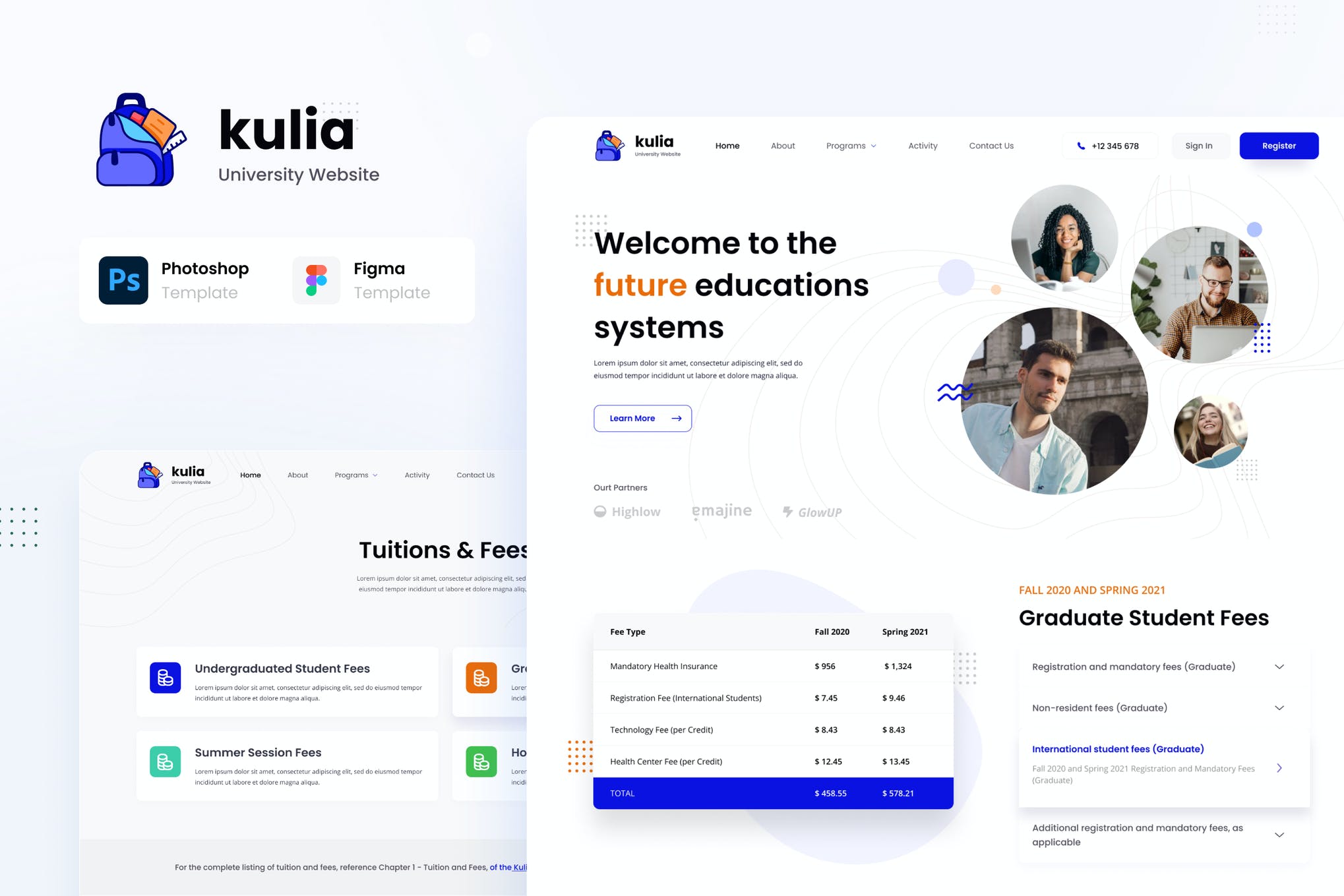 	Kulia – 时尚大学网站 UI